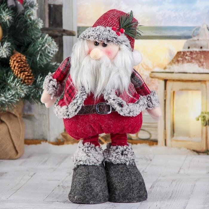 Мягкая игрушка "Дед Мороз в шубке - длинные ножки" стоит 17*56 см от компании Интернет-гипермаркет «MOLL» - фото 1