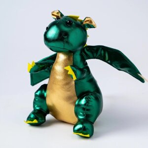 Мягкая игрушка "Дракон" блестящий, 25 см, цвет зеленый