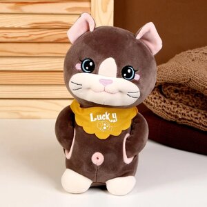 Мягкая игрушка "Кот" с карманами, 24 см, цвет темно-серый