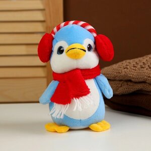 Мягкая игрушка "Пингвин" в наушниках, 20 см, цвет синий