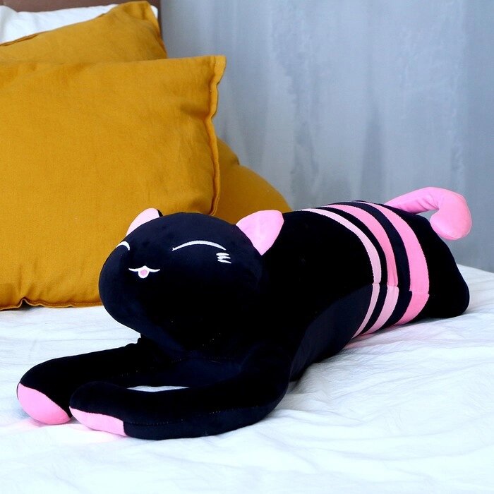 Мягкая игрушка-подушка "Кот", 70 см, цвет чёрно-розовый от компании Интернет-гипермаркет «MOLL» - фото 1