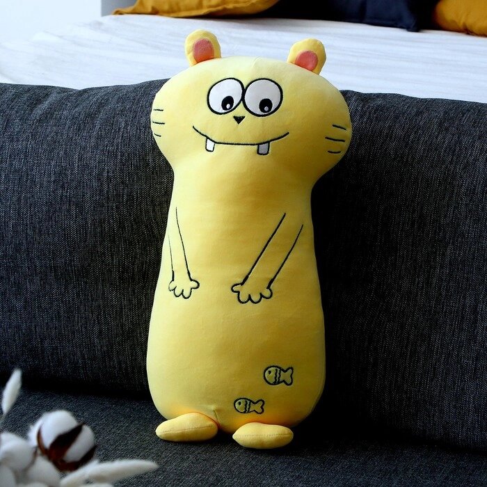 Мягкая игрушка-подушка "Кот зубастик", 50 см, цвет желтый от компании Интернет-гипермаркет «MOLL» - фото 1