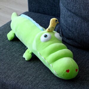Мягкая игрушка-подушка "Крокодил с уточкой", 65 см, цвет зеленый