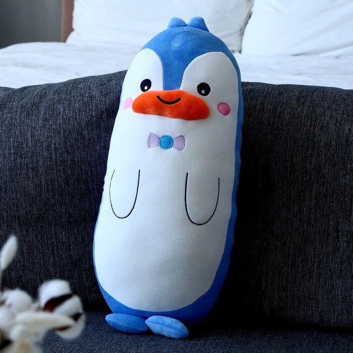 Мягкая игрушка-подушка "Пингвин с бантиком", 50 см, цвет бело-голубой от компании Интернет-гипермаркет «MOLL» - фото 1