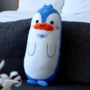 Мягкая игрушка-подушка "Пингвин с бантиком", 50 см, цвет бело-голубой
