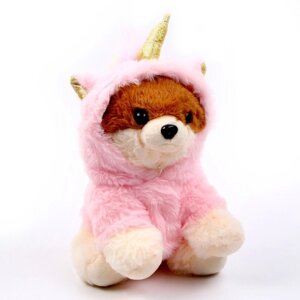 Мягкая игрушка "Собака" в костюме единорога, 18 см, цвет розовый