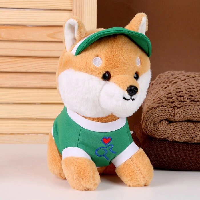 Мягкая игрушка "Собака" в зелёной кепке, 23 см от компании Интернет-гипермаркет «MOLL» - фото 1