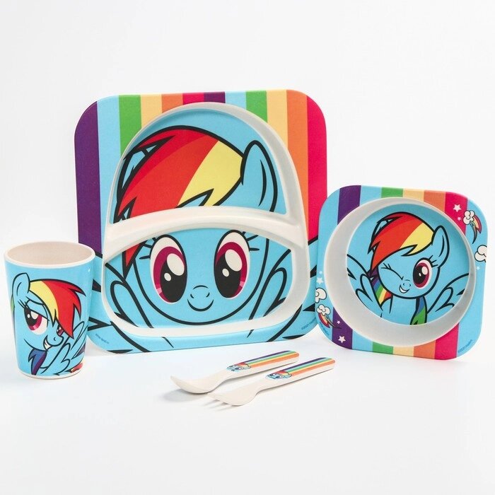 Набор бамбуковой посуды "Радуга Деш", My Little Pony от компании Интернет-гипермаркет «MOLL» - фото 1