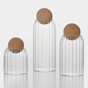 Набор банок стеклянных для сыпучих продуктов BellaTenero "Эко", 3 предмета: 400/700/1000 мл