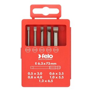 Набор бит Felo 03091716, серия Industrial, SL 0.5-1.2, 73 мм, в кейсе, 5 шт.