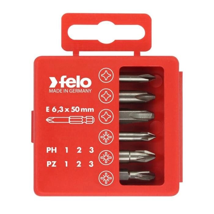 Набор бит Felo 03291516, PZ1-3 и PH1-3, 50 мм, 6 шт. от компании Интернет-гипермаркет «MOLL» - фото 1