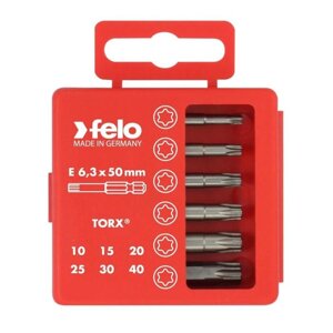 Набор бит Felo 03691516, серия Industrial, Tx 10-40, 50 мм, в кейсе, 6 шт.