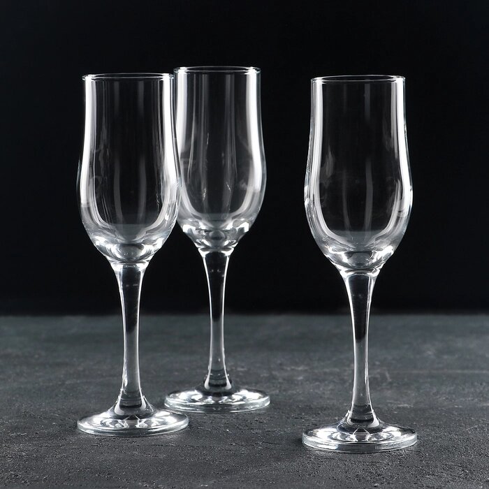 Набор бокалов для шампанского 190 мл Tulipe, 3 шт от компании Интернет-гипермаркет «MOLL» - фото 1