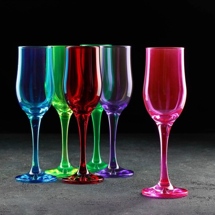 Набор бокалов для шампанского 200 мл "Радуга", 6 шт от компании Интернет-гипермаркет «MOLL» - фото 1