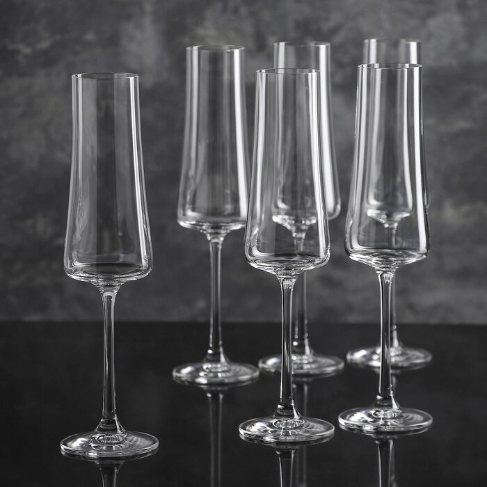 Набор бокалов для шампанского 210 мл "Экстра", 6 шт от компании Интернет-гипермаркет «MOLL» - фото 1
