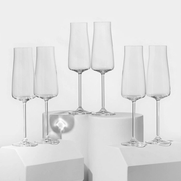 Набор бокалов для шампанского Alex, стеклянный, 210 мл, 6 шт от компании Интернет-гипермаркет «MOLL» - фото 1