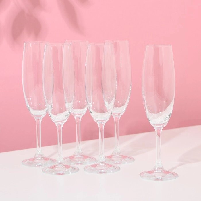 Набор бокалов для шампанского Bohemia Crystal "Лара", 220 мл, 6 шт от компании Интернет-гипермаркет «MOLL» - фото 1