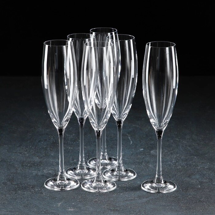 Набор бокалов для шампанского Bohemia Crystal "София", 230 мл, 6 шт от компании Интернет-гипермаркет «MOLL» - фото 1