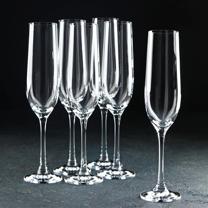 Набор бокалов для шампанского Bohemia Crystal "Виола", 190 мл, 6 шт от компании Интернет-гипермаркет «MOLL» - фото 1