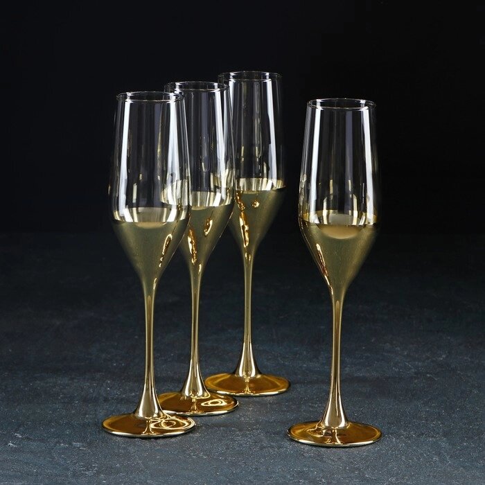 Набор бокалов для шампанского "Электрическое золото", 160 мл, 4 шт от компании Интернет-гипермаркет «MOLL» - фото 1