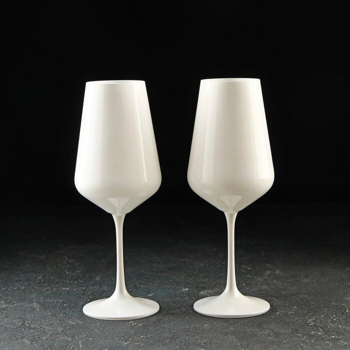 Набор бокалов для вина 450 мл "Сандра", цвет белый 2 шт от компании Интернет-гипермаркет «MOLL» - фото 1