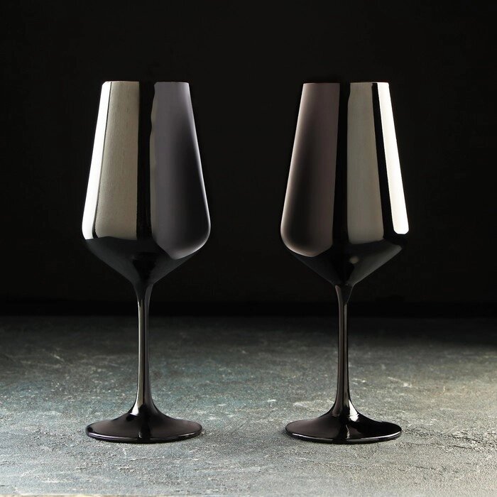 Набор бокалов для вина 450 мл "Сандра", цвет черный  2 шт от компании Интернет-гипермаркет «MOLL» - фото 1