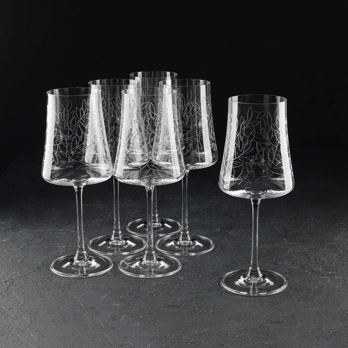 Набор бокалов для вина "Экстра", декор листья, 460 мл, 6 шт от компании Интернет-гипермаркет «MOLL» - фото 1