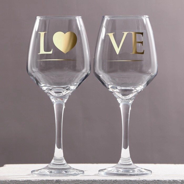 Набор бокалов для вина "LOVE" 350 мл, 2 штуки от компании Интернет-гипермаркет «MOLL» - фото 1