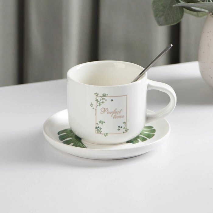 Набор чайный "Ботаника", 3 предмета: чашка 220 мл, блюдце, ложка, цвет МИКС от компании Интернет-гипермаркет «MOLL» - фото 1