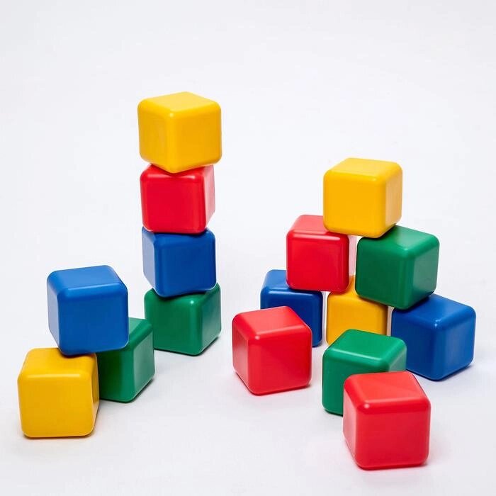 Набор цветных кубиков, 16 штук, 12 х 12 см от компании Интернет-гипермаркет «MOLL» - фото 1