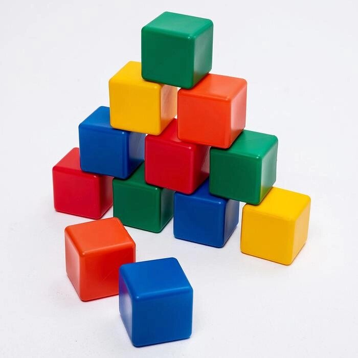 Набор цветных кубиков, 6  6 см, 12 штук от компании Интернет-гипермаркет «MOLL» - фото 1