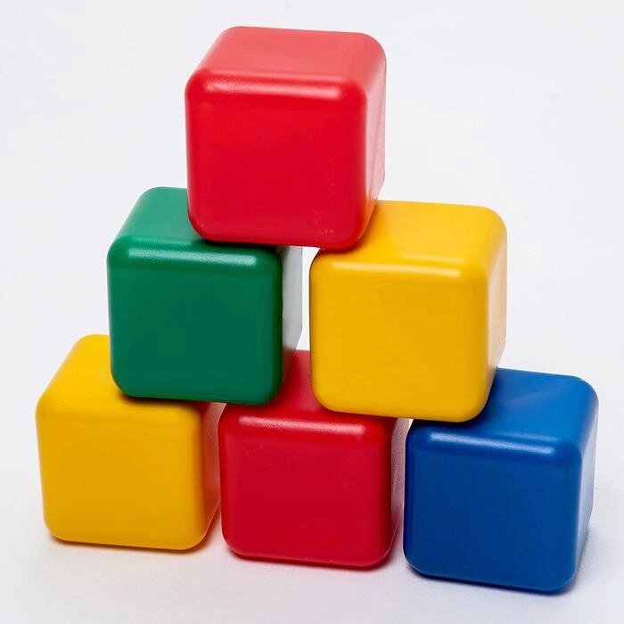 Набор цветных кубиков, 6 штук, 12 х 12 см от компании Интернет-гипермаркет «MOLL» - фото 1