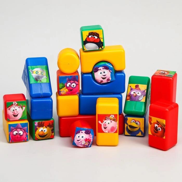 Набор цветных кубиков, "Смешарики", 20 элементов, 4х4 см от компании Интернет-гипермаркет «MOLL» - фото 1