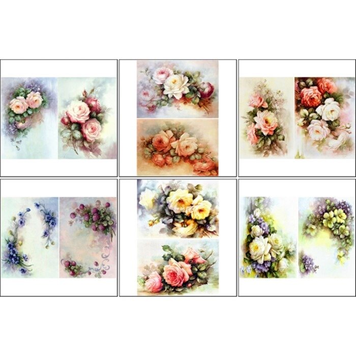 Набор декупажных карт 6 шт "Винтажные цветы" от компании Интернет-гипермаркет «MOLL» - фото 1
