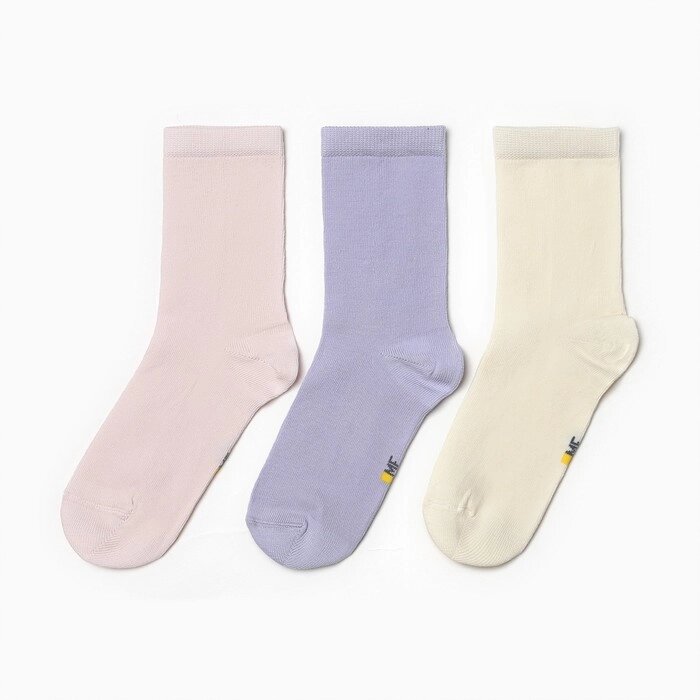 Набор детских носков (3 пары), цвет светло-лавандовый/зефирный/кремовый, размер 20 от компании Интернет-гипермаркет «MOLL» - фото 1