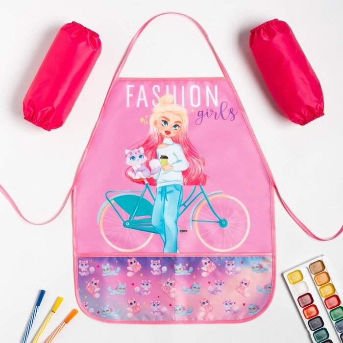 Набор детский для творчества Collorista "Fashion girl" фартук 49 х 39 см и нарукавники от компании Интернет-гипермаркет «MOLL» - фото 1