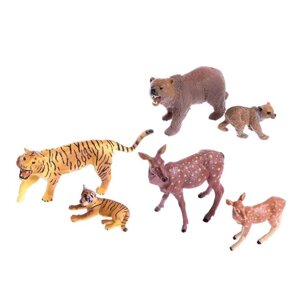Набор диких животных "Дети и родители", 6 фигурок