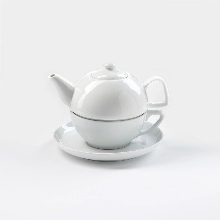 Набор для чая "Бельё", 3 предмета: чайник, чайная пара, фарфор от компании Интернет-гипермаркет «MOLL» - фото 1