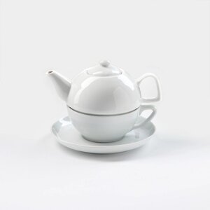 Набор для чая "Бельё", 3 предмета: чайник, чайная пара, фарфор