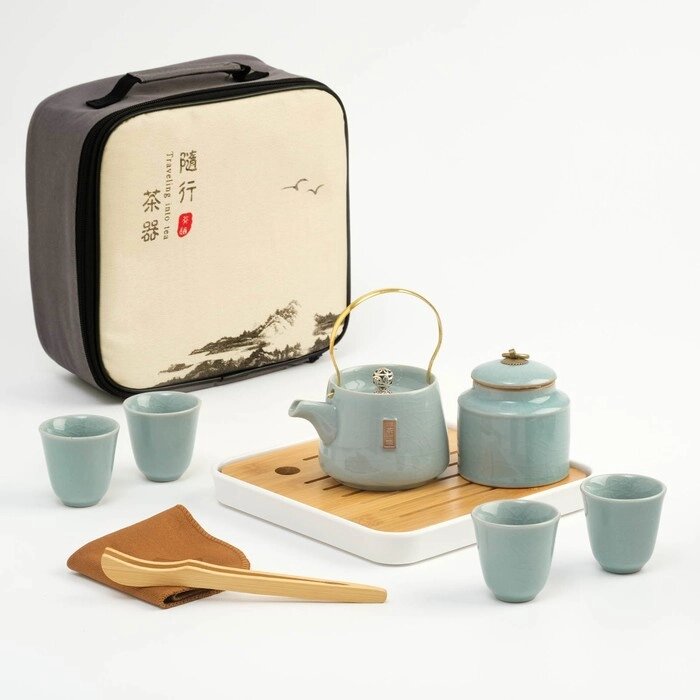 Набор для чайной церемонии 9 предметов, на 4 персоны, чашка 55 мл, чайник 200 мл, серый от компании Интернет-гипермаркет «MOLL» - фото 1