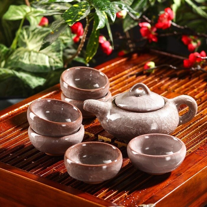 Набор для чайной церемонии "Лунный камень", 7 предметов: чайник 150 мл, 6 пиал 50 мл от компании Интернет-гипермаркет «MOLL» - фото 1