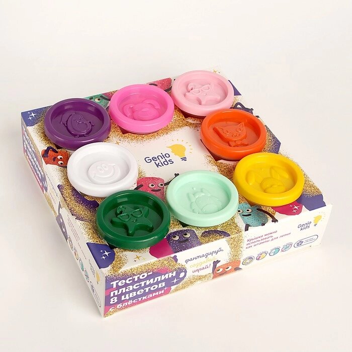 Набор для детской лепки "Тесто-пластилин с блестками, 8 цветов" от компании Интернет-гипермаркет «MOLL» - фото 1