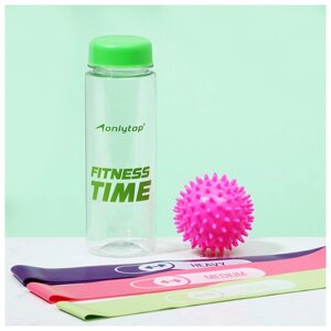 Набор для фитнеса "На тренировке"3 фитнес-резинки, бутылка для воды, массажный мяч