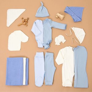 Набор для новорожденных 15 предметов А. 21800, цвет джинс/голубой/молочный, рост 56-62
