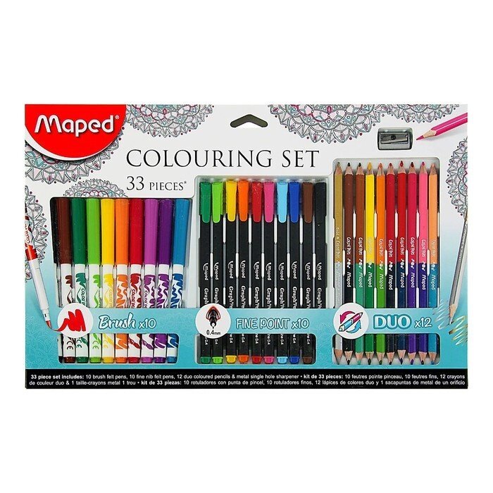 Набор для рисования Maped Color Peps 33 предмета: фломастеры, ручка капилярная, карандаши цветные двусторонние, точилка от компании Интернет-гипермаркет «MOLL» - фото 1