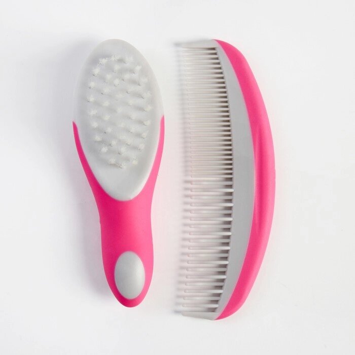 Набор для ухода за волосами, щетка+ расческа, цвет розовый от компании Интернет-гипермаркет «MOLL» - фото 1