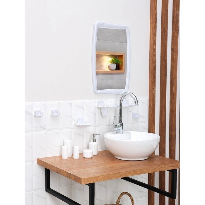 Набор для ванной комнаты "Berossi", цвет белый мрамор от компании Интернет-гипермаркет «MOLL» - фото 1