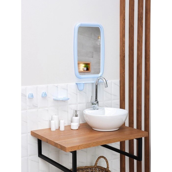 Набор для ванной комнаты "Optima", цвет светло-голубой от компании Интернет-гипермаркет «MOLL» - фото 1