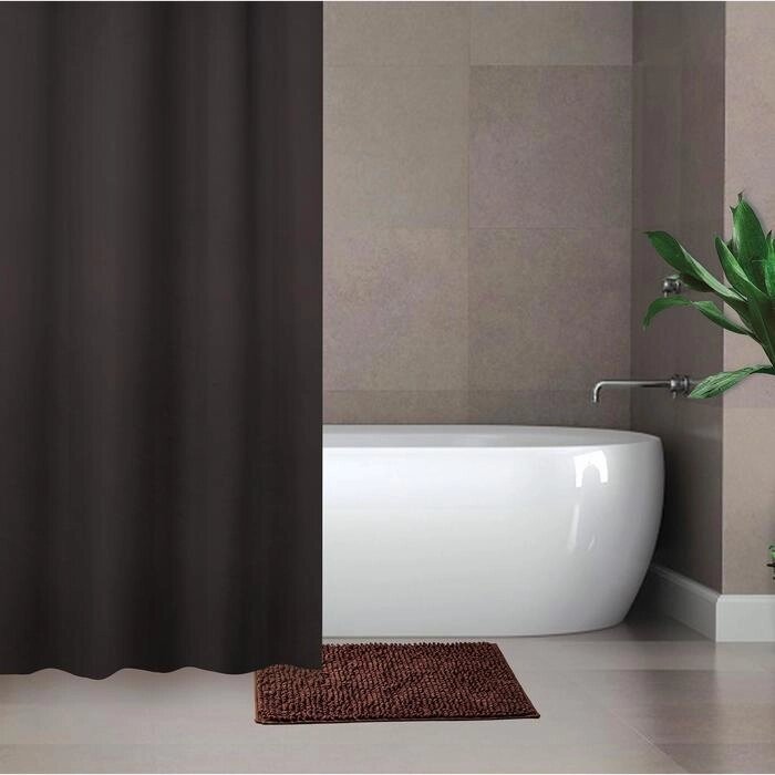 Набор для ванной SAVANNA "Комфорт": штора 180180 см, ковёр 4060 см, цвет коричневый от компании Интернет-гипермаркет «MOLL» - фото 1