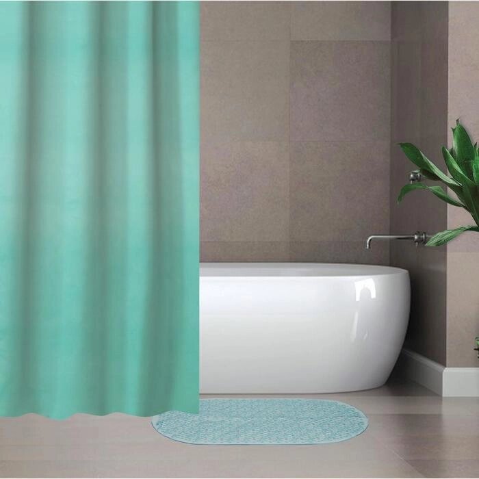 Набор для ванной SAVANNA "Селест": штора 180180 см, ковёр 3869 см, цвет морской волны от компании Интернет-гипермаркет «MOLL» - фото 1
